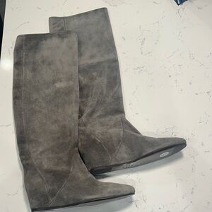 Lanvin Gray Over the Knee Suede Boots
